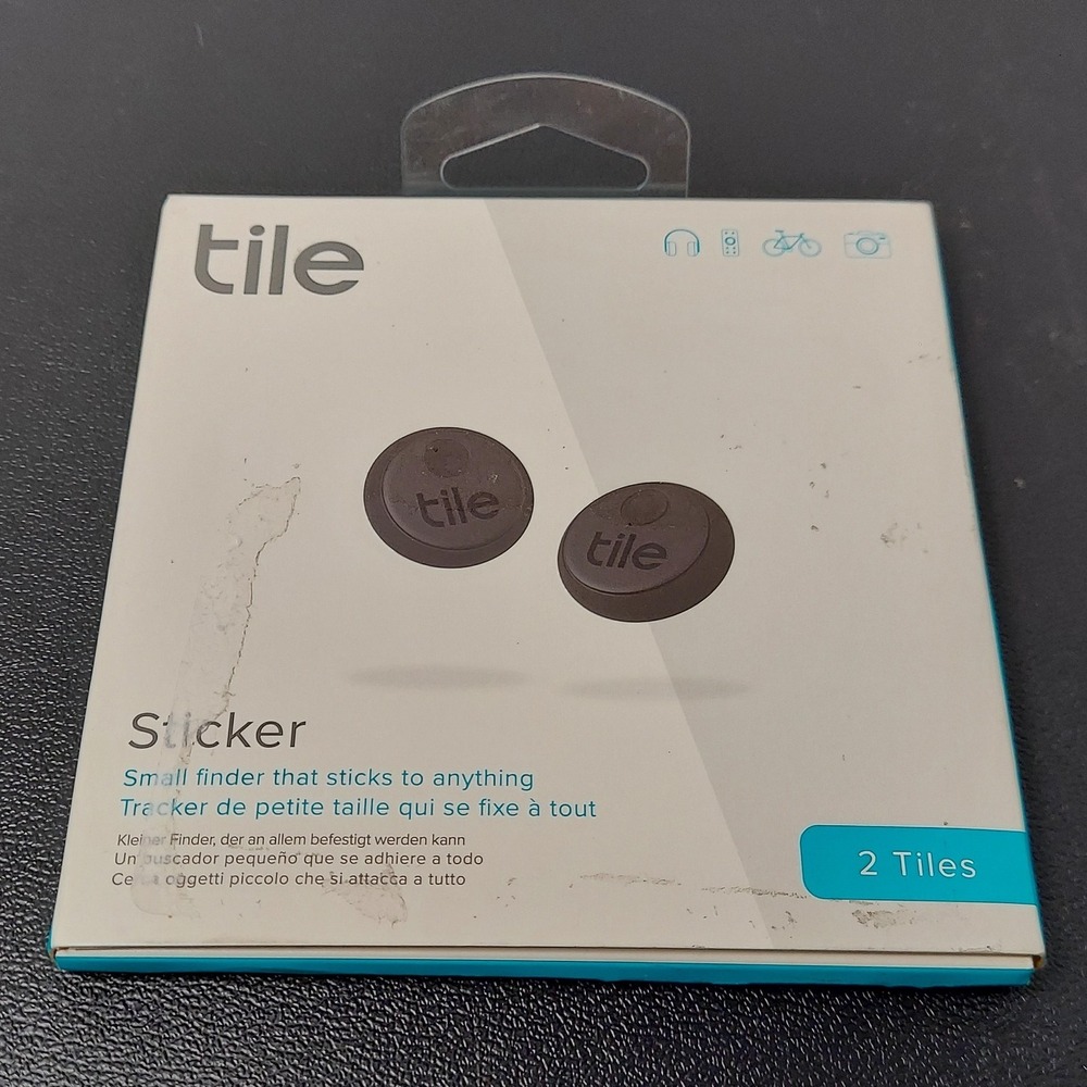 Tile Sticker Bluetooth Item Tracker 2 Pack Black Waterproof RE-25002 Wireless